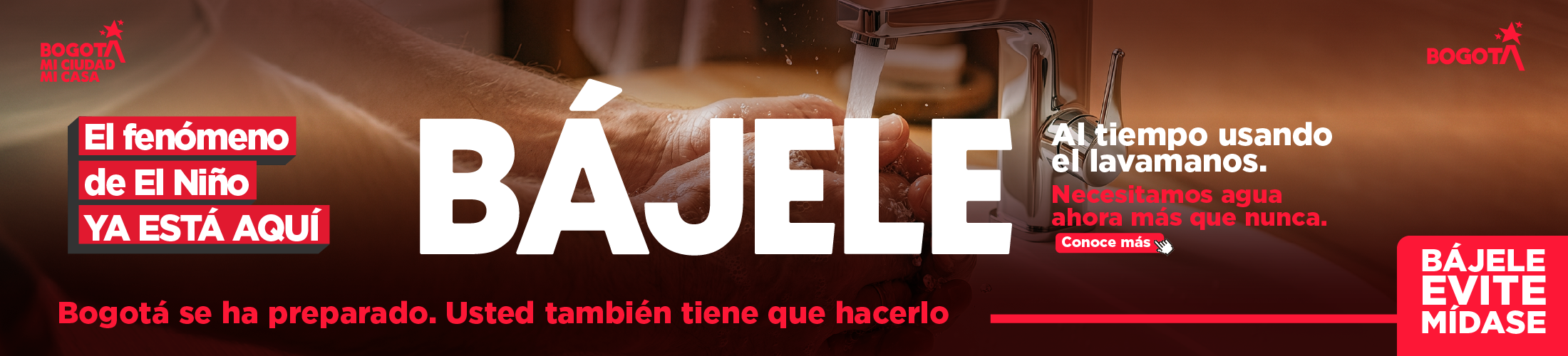 Banner alertando del fenomeno del niño en Bogotá