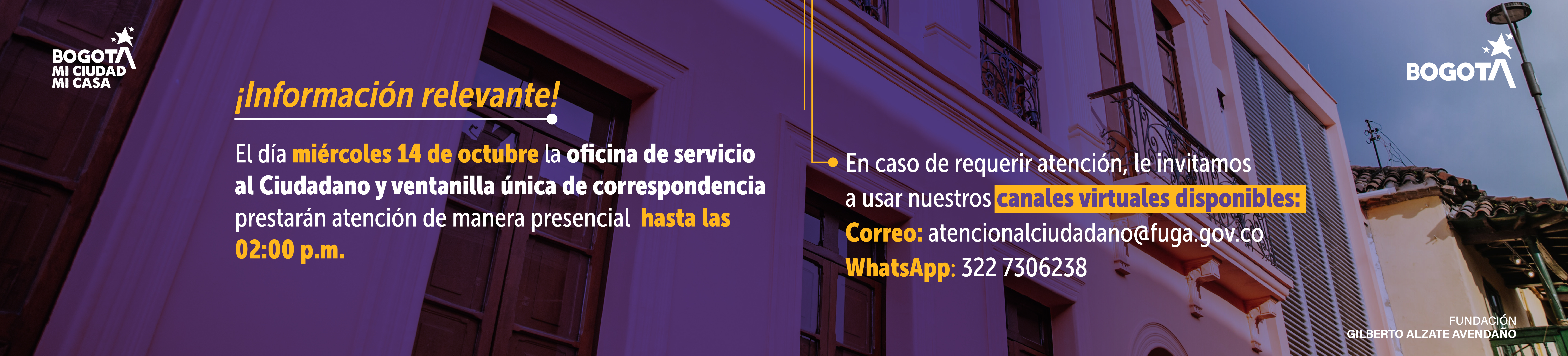 Atención ciudadano 14 oct hasta las 2 de la tarde