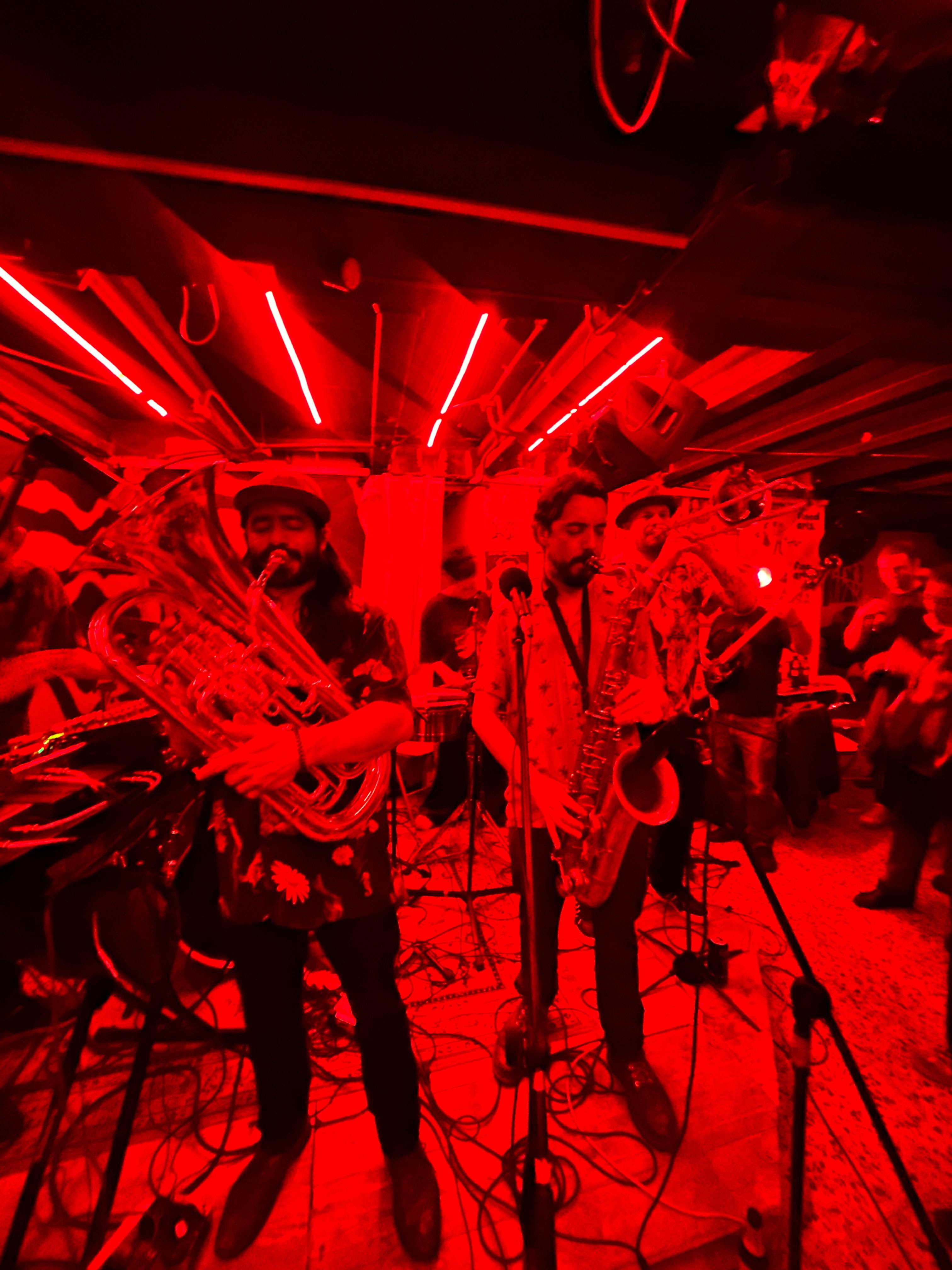 Fotografía del grupo bandejas espaciales durante un concierto