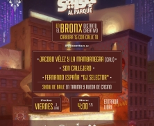 Cartel de artistas de Salsa al parque 2022 en el Bronx Distrito Creativo - viernes 3 juliio