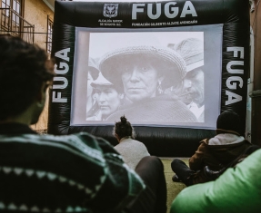 Pantalla de cine en la calle 10