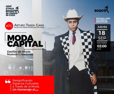 Cartel invitando al evento moda capital este 18 de septiembre en el Centro Cultural Gabriel García Márquez