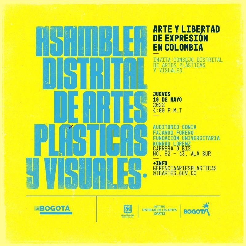 Cartel con texto: Arte y libertad de expresión será el tema de la Asamblea Distrital de Artes Plásticas y Visuales 2022 